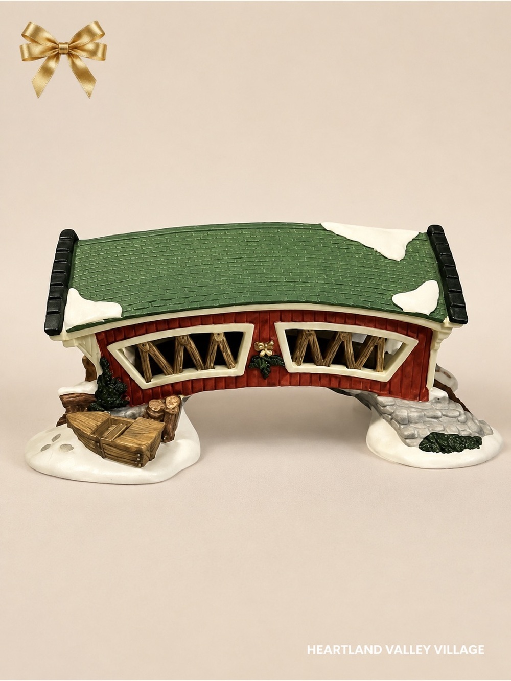 Heartland Valley Village COVERED BRIDGE ‘88 Vintage Christmas Porcelain